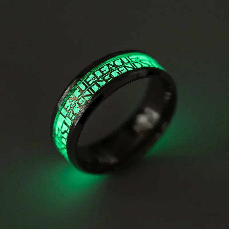 

Cool Stainless Steel Men Ring Fashion League of Legends Game LOL Nightclub Jewelry Vintage Punk Glow Luminous Rings For Women