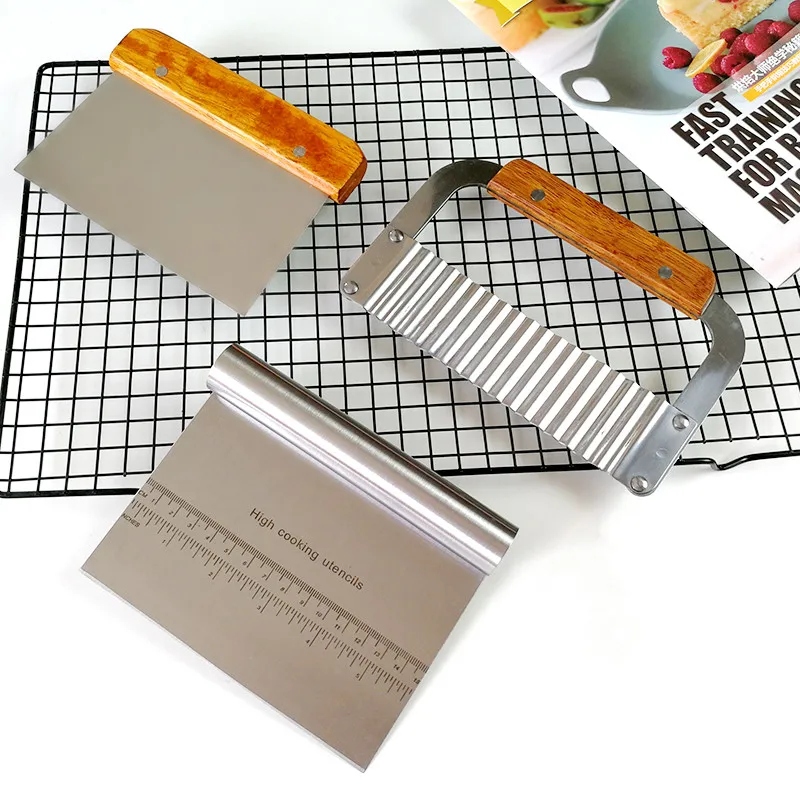  Stainless Steel Pizza Dough Scraper Cutter Durable Fondant Cake Baking Pastry Spatulas Cutters Toug