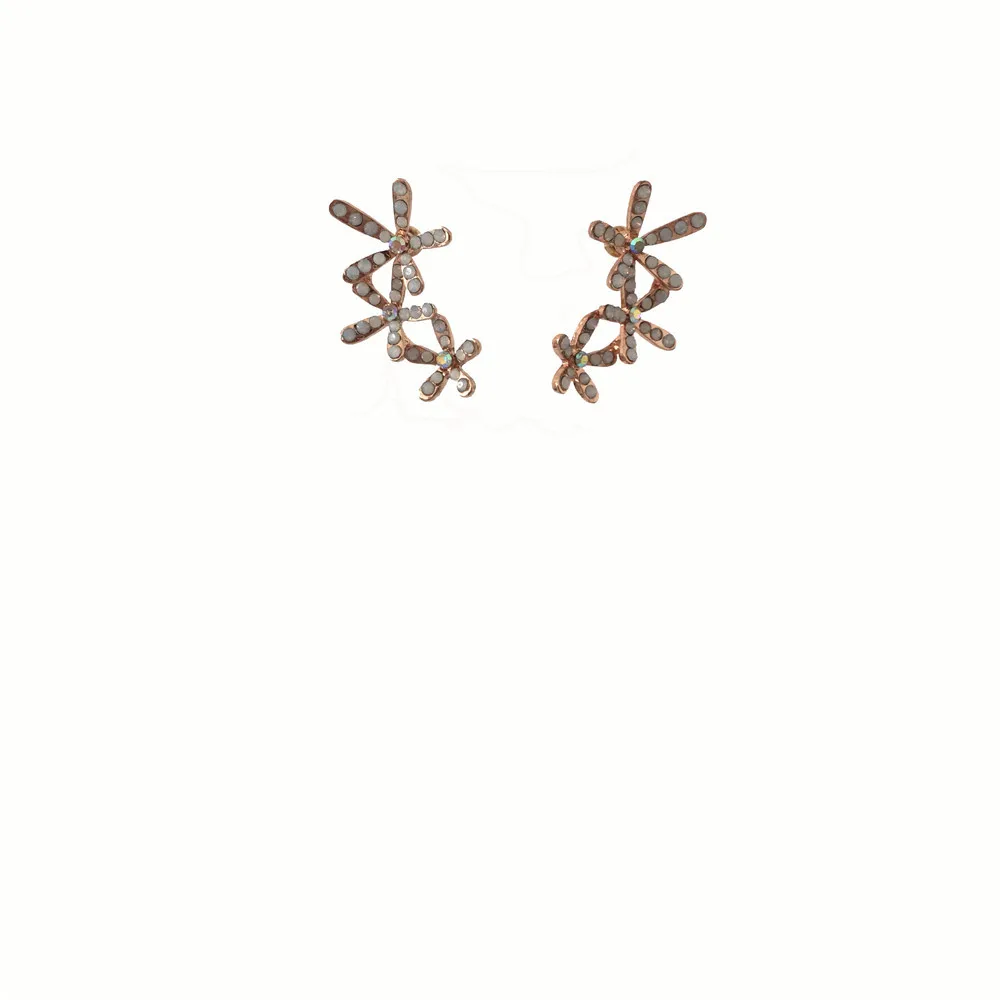 

PRETTY WOMEN EARRINGS ROSEGOLD COLOR PLATING OPAL STONE FLOWER STUD EARRINGS