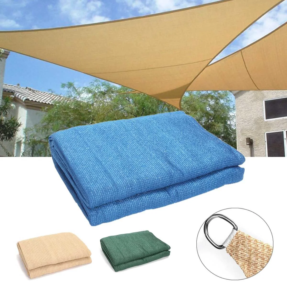 

300x300x300cm HDPE Triangle Sun Shelter Sunshade for Patio Outdoor Canopy Garden Pool Shade Sail Awing Camping Picnic Tent