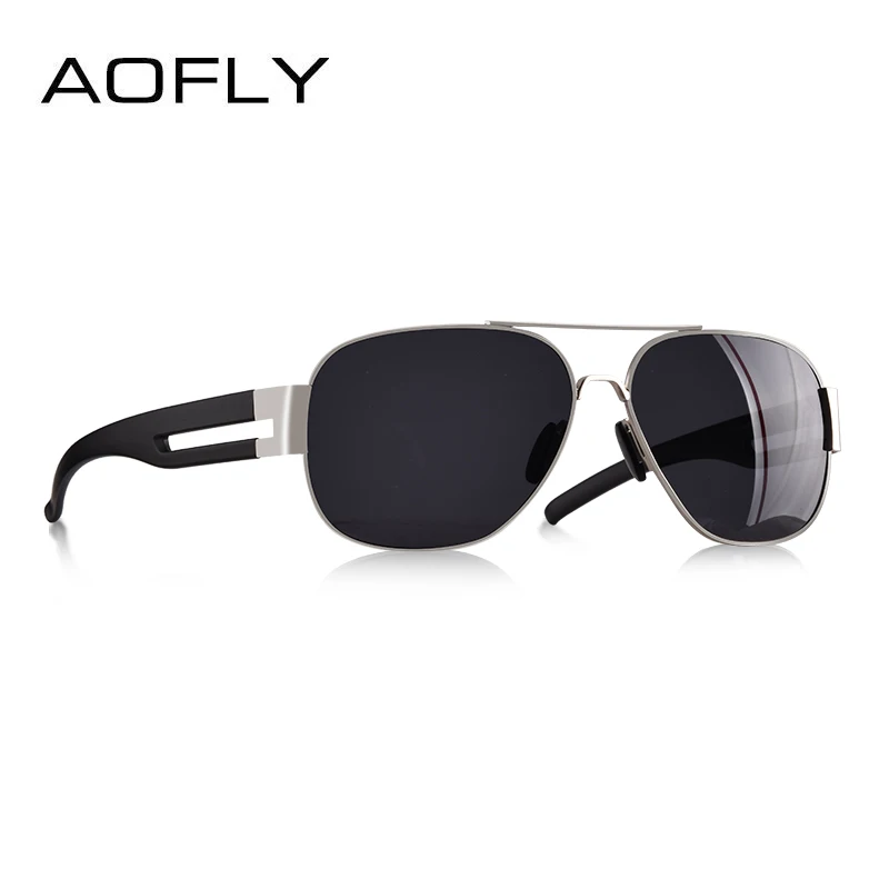 C3Silver AOFLY, мужские солнцезащитные очки, фирменный дизайн, металлическая оправа TR90, дужки, негабаритные, поляризационные, мужские солнцезащитные очки для мужчин, gafas oculos masculino - Цвет линз: C3Silver