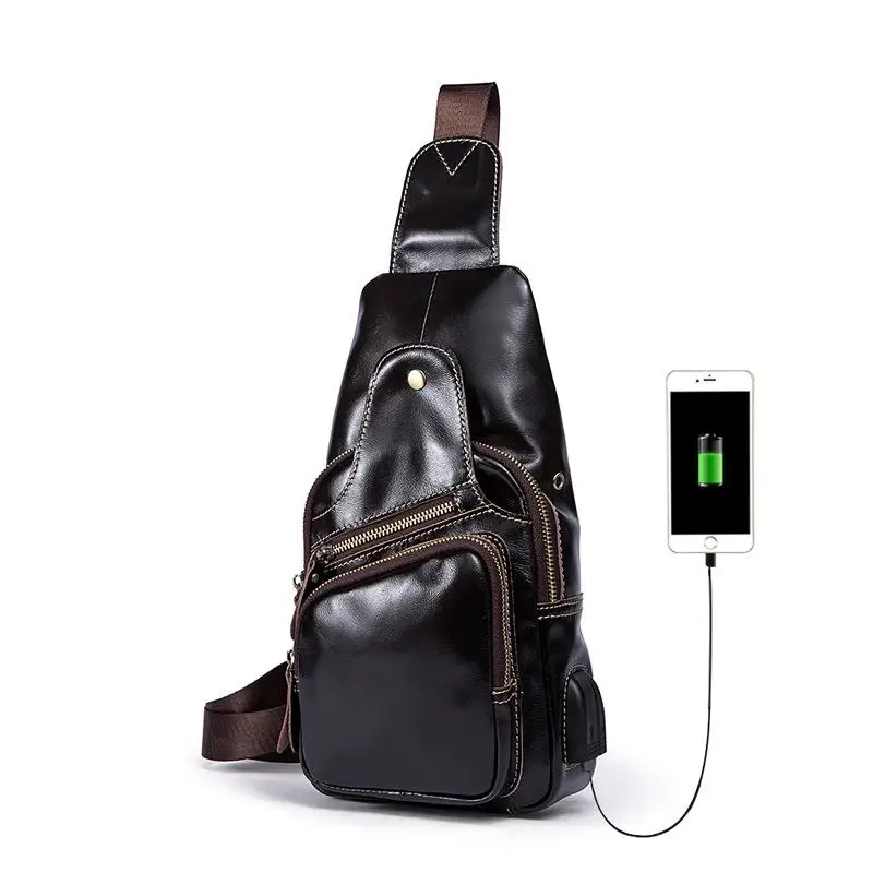 

Johnature Fashion Genuine Leather Men Chest Bags 2019 New Vintage Zipper&Hasp Cowhide Multifunction Shoulder&Crossbody Bags