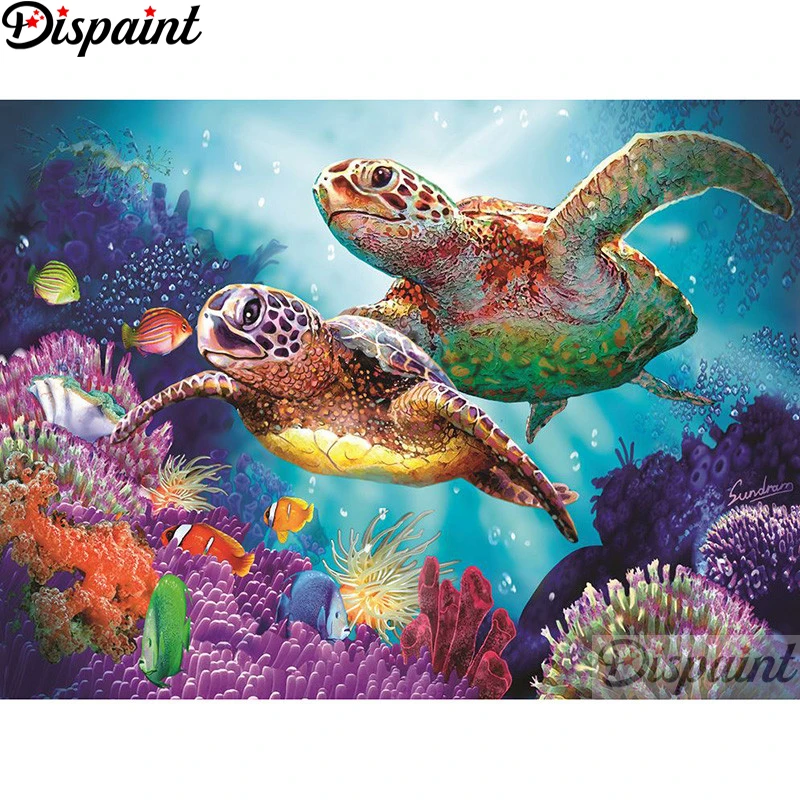 

Dispaint Full Square/Round Drill 5D DIY Diamond Painting "Animal sea turtle" Embroidery Cross Stitch 3D Home Decor A11713