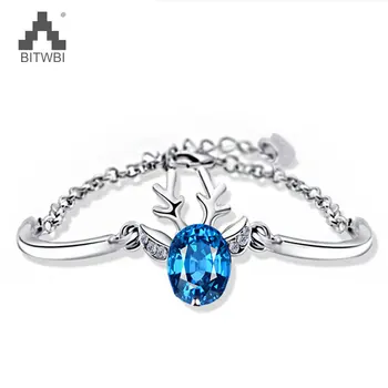 

Hot Trendy Genuine 925 Silver Deer Charm Bracelet Jewelry for Women Girl Lovely Sweet Christmas Gift Fine 925 Jewelry