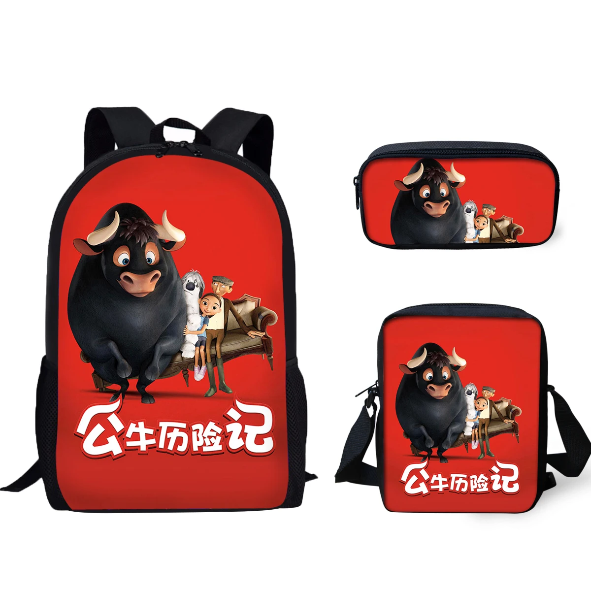 As Picture THIKIN анимированная пленка Ferdinand 3D печать рюкзаки для мальчиков девочек комплект школьных сумок/3 шт детский рюкзак для книг Мультфильм Mochila на заказ - Цвет: As Picture