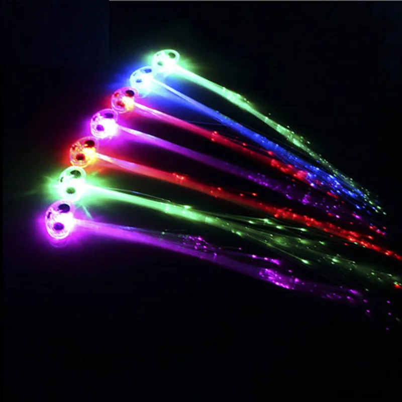 40PC Flash LED Hair Light Emitting Fiber Optic Pigtail Braid Luminous