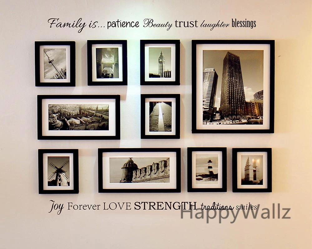 Семья терпение красота доверие смех Blessings семейная Цитата настенные стикеры