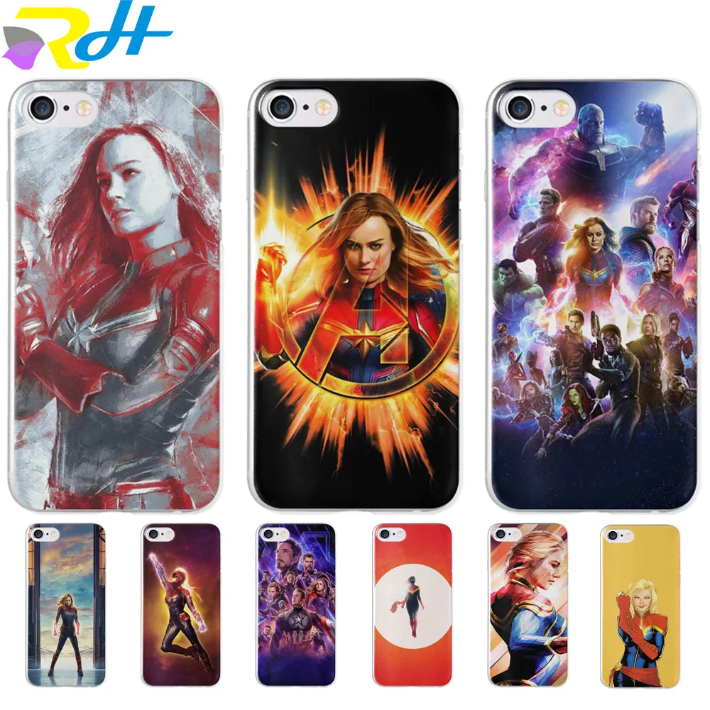 

For iphone 7 7Plus 6S 8 Plus X Xr Xs Max 5S SE Case Soft silicone Phone Cases Back Cover Capa For of Captain Marvel Coque Etui