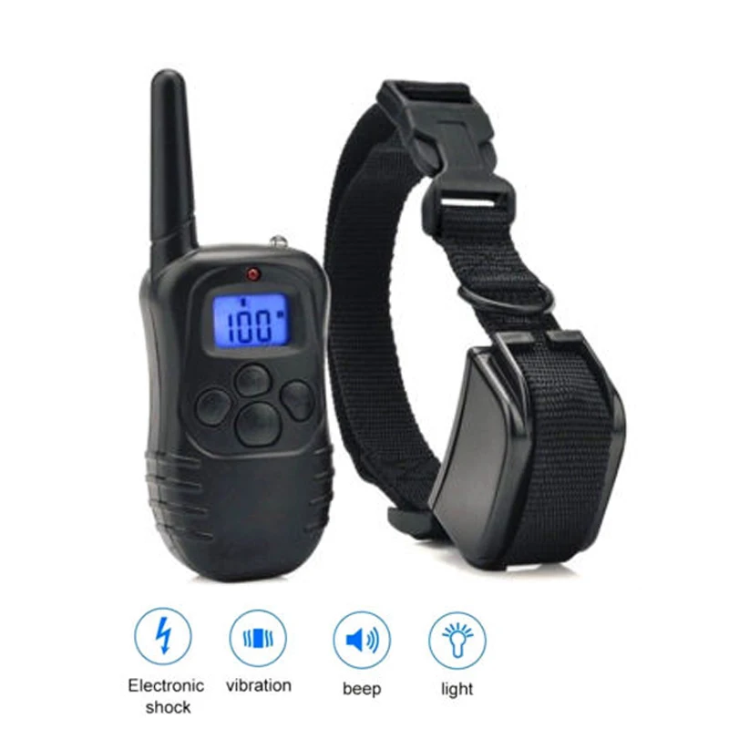Pet Dog Training Collar Waterproof Rechargeable LCD 100LV Electric shock vibration remote training dog accessories 4 Mode | Дом и сад