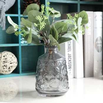 

5 pcs/lot Simulation eucalyptus leaf fruit a bouquet 3 branch cloth artificial plants wedding decoration home decor Fake plants