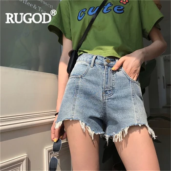

RUGOD Women jeans solid tassel high waist loose slim denim short 2019 new summer fashion female casual empire cool denim shorts
