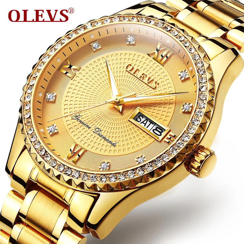 

Men's watches Quartz clock calendar top brand OLEVS Luxury with date Business Waterproof Stainless steel belt montres homme HOT