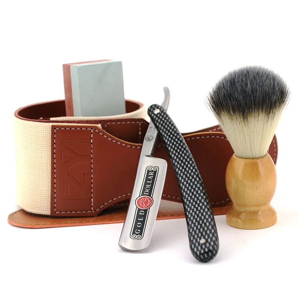5 Sets Gold Dollar 208 +Sharpening Stone + Synthetic Shaving Brush+
