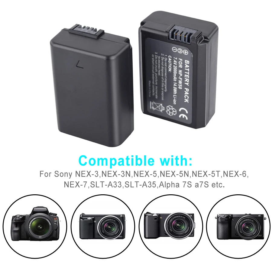 Аккумулятор PALO для камеры Sony Alpha a6500 a6300 a6000 a5000 a3000 4 шт./Лот 2000 мАч|Цифровые