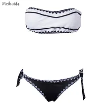 Ms. сексуальный черный и белый топ без косточек бюстгальтер топы раздельный бикини купальник женский бикини с высокой талией