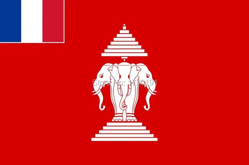 

free shipping Pre 1887 Flag of Colonial French Laos Indochine Indochina France Laos Ensign 3X5 banner