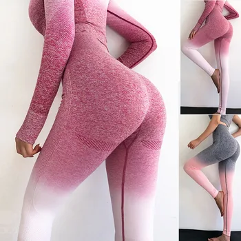 

JGS1996 Women Ombre Seamless Leggings In TEAL High Waisted Yoga Pants Woman Sport Leggings Training Tights Gym Fitness Leggings