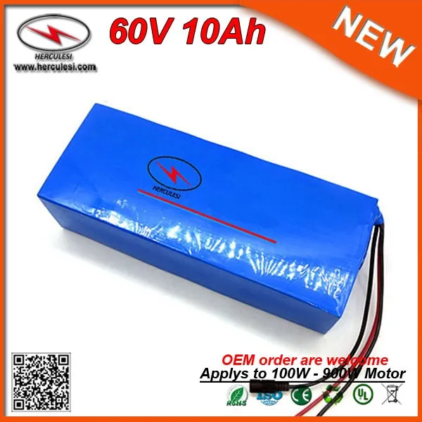  FREE SHIPPING Rechargeable 60v Lithium Ion Battery 900W Electric Bike 60V 10Ah Bicycle Battery Pack in 18650 Cell Li Ion 15A BMS 2A Charger  