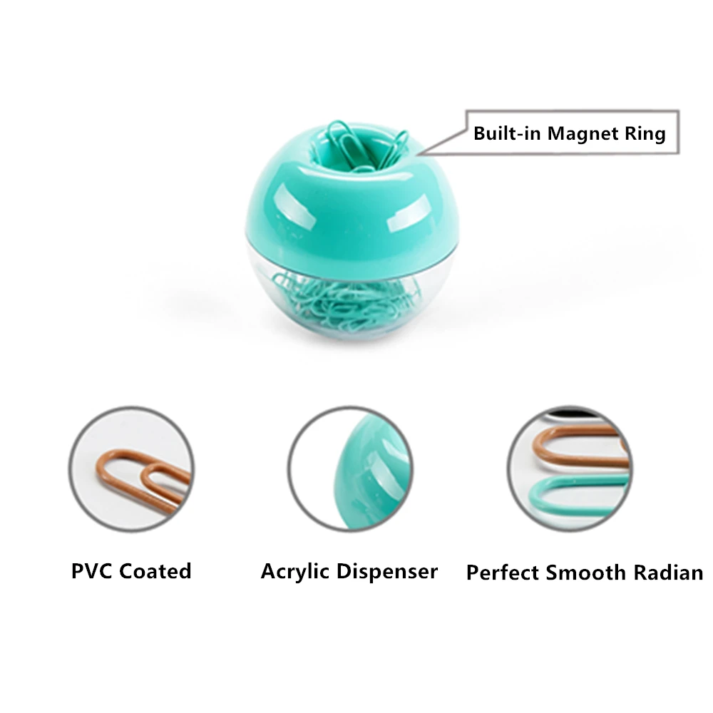 mint green paper clips dispenser magnet ring paper clip holder