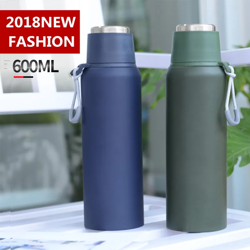 

Fashion 600ml Large Capacity Stainless steel creative tea thermos cup Insulated sporst water bottle portable rope sports kettle