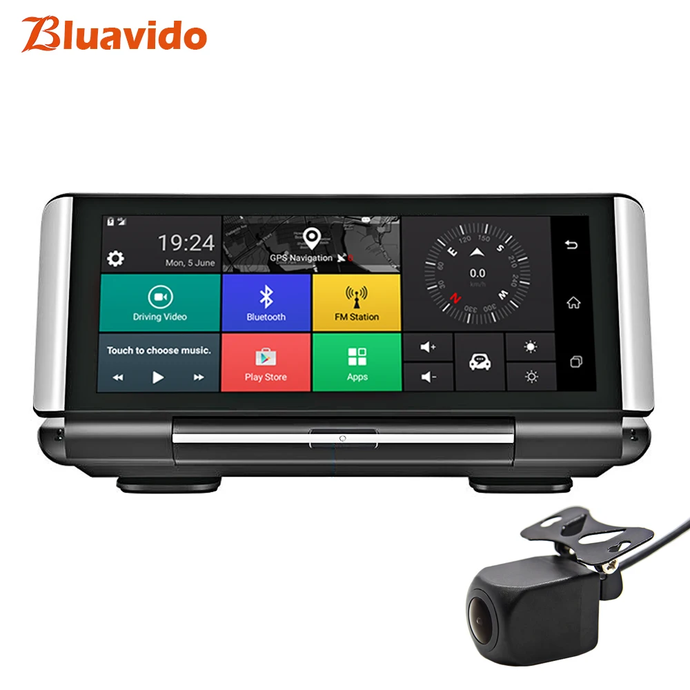 Автомобильный видеорегистратор Bluavido 7 дюймов 4G Android GPS навигация ADAS FHD 1080P с ночным
