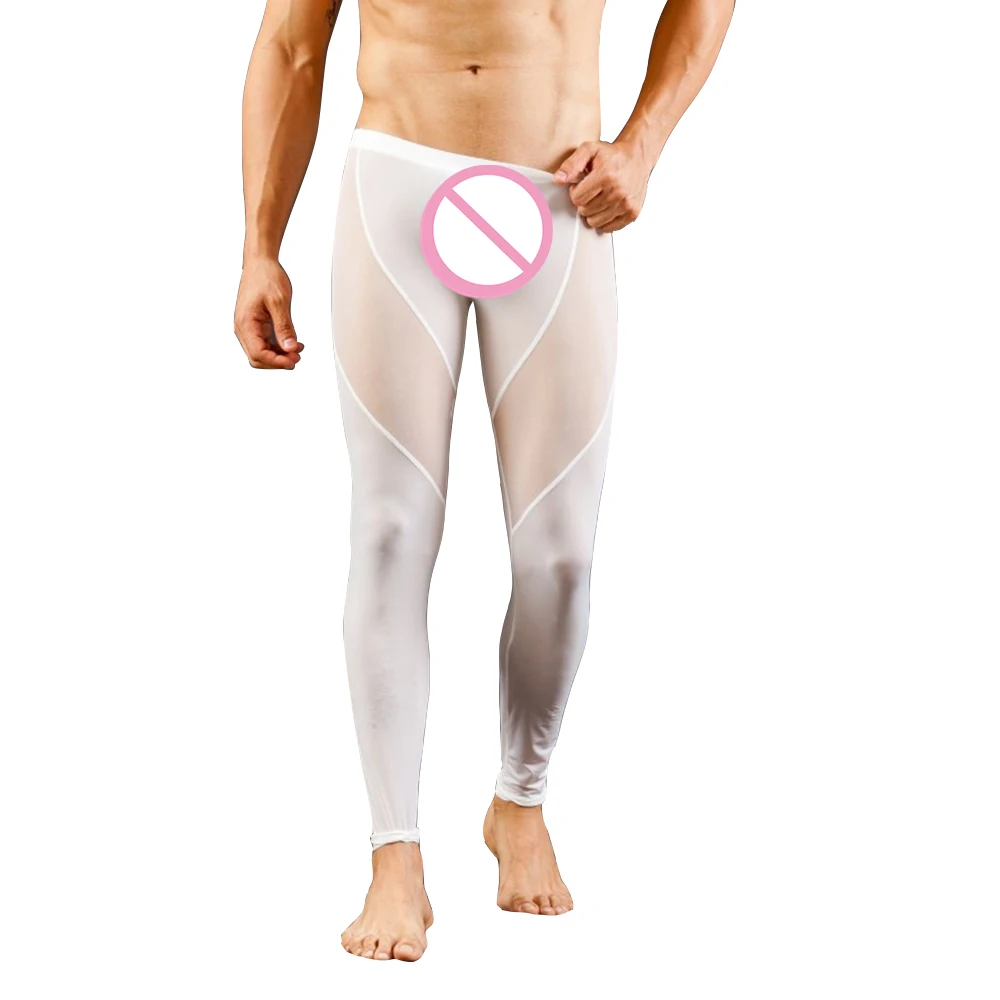 Пикантные Для мужчин сетки прозрачные брюки Термальность нижнее белье тонкие узкие прозрачный штаны из газовой ткани кальсоны 5 видов