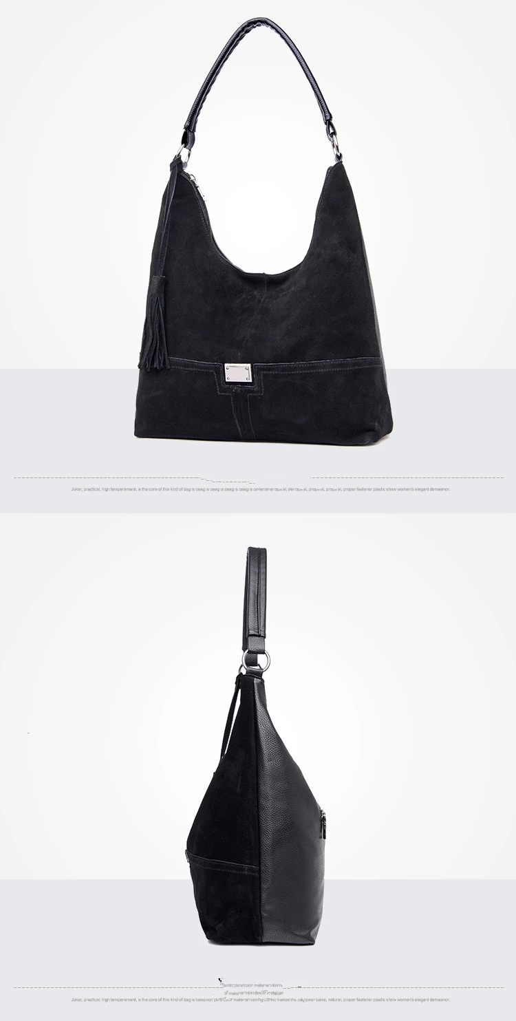 Винтажная модная замшевая кожаная ручная сумка для женщин, одноцветная вместительная сумка с кисточками, брендовая дизайнерская вместительная сумка на плечо