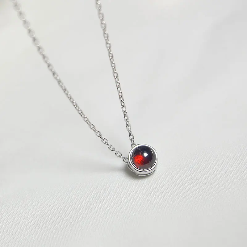 Серебряное ювелирное изделие 925 пробы модное простое красное круглое ожерелье