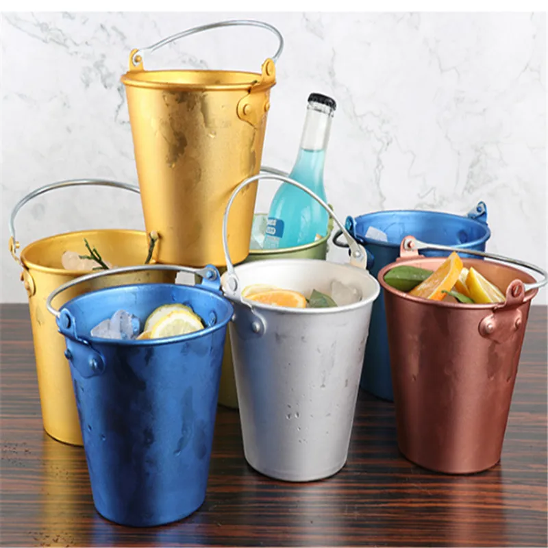 

Stainless Steel Bar Ice Bucket Two Handles Champagne Bucket Wine Bucket Spit Wine whiskey Barrel Container Ktv Club Bar Supplies