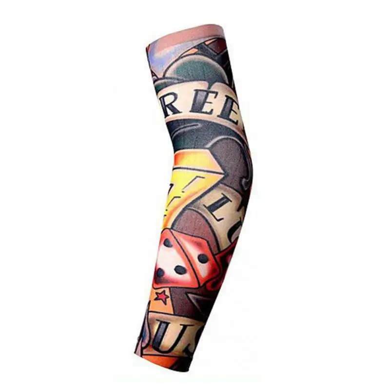 Новая эластичная Татуировка рукав для верховой езды УФ-защита нейлоновые эластичные чулки для рук Поддельные Временные татуировки