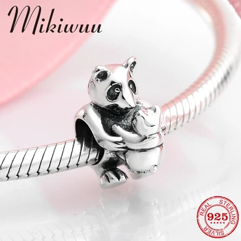

925 Sterling Silver DIY Accessories Sweet family Mother and baby bear beads Jewelry making Fit Original Pandora Charm Bracelet