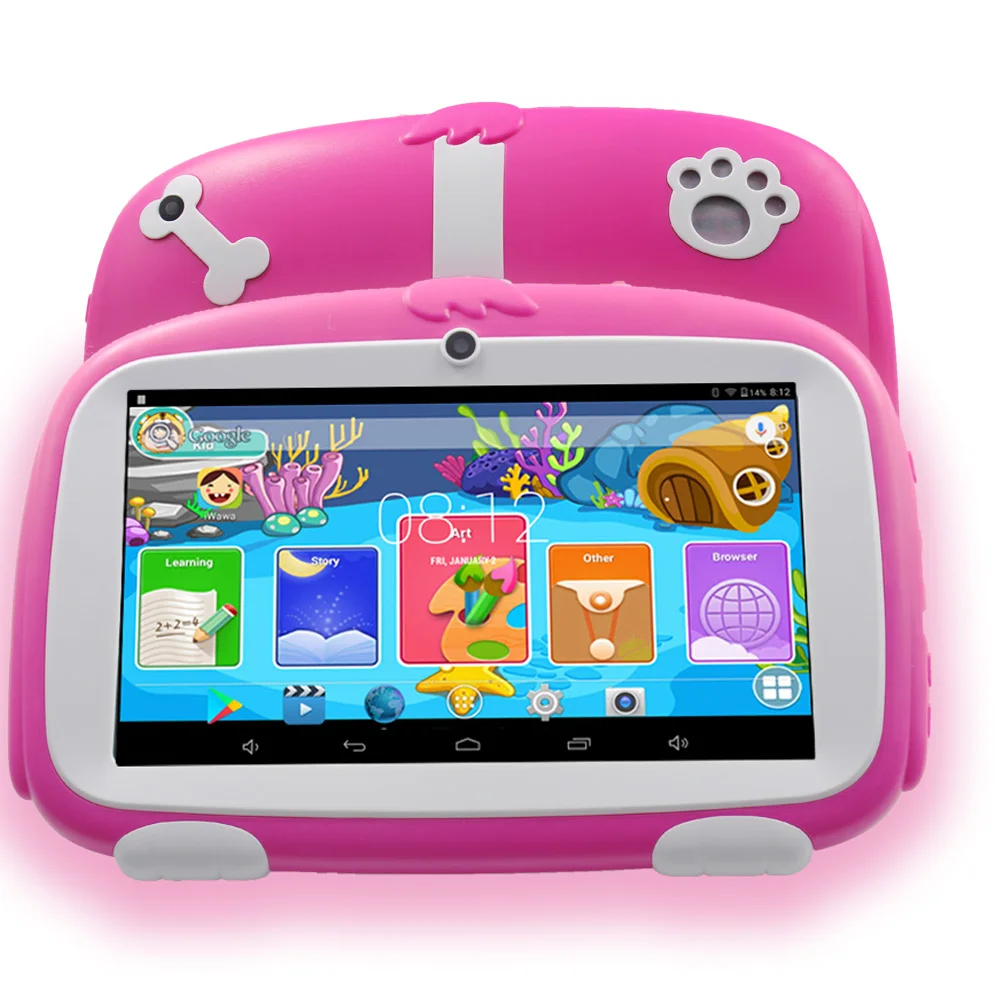 

2018 New BDF Android 4.4 Tablet Pc 7 Inch WiFi Kids Tablet 8G ROM 1024*600 HD Infantil Children's Learning Cheap 89 Baby Tablets