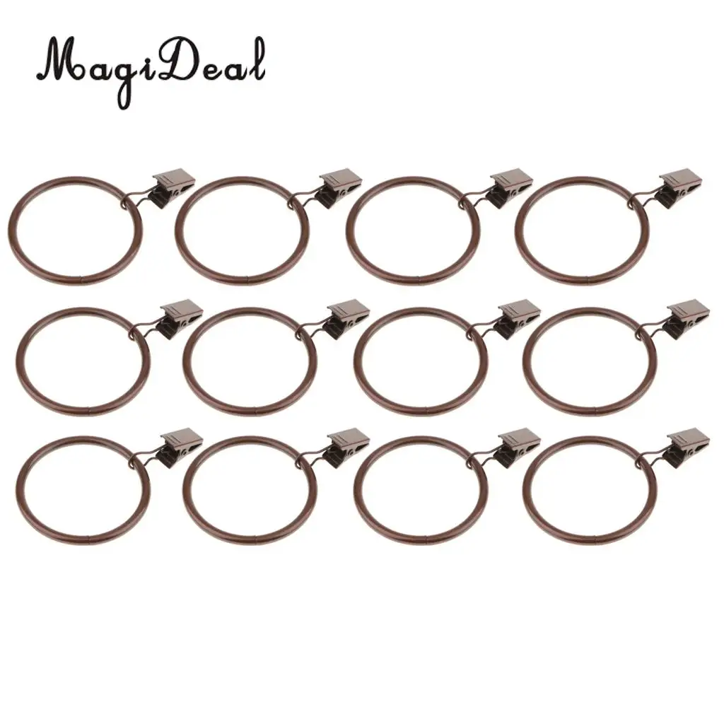 12-Pcs Window Curtain Glider Hook Clips With Roman Rings Eyelet Home Accessories