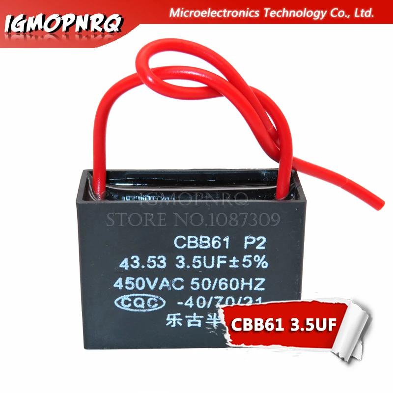 5 шт. CBB61 3 мкФ пусковая емкость AC вентилятор конденсатор igmopnrq 450 в CBB двигатель