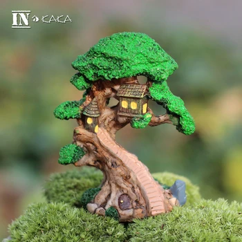 

Resin fairy house tree Micro landscape garden miniature decor statuette anime Toys gifts terrarium dollhouse figurine ornaments