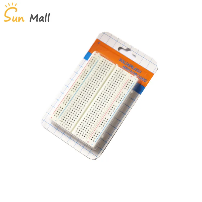 

400 holes high quality Solderless Breadboard Self-Adhesiv, size: 8.3x5.5x0.85cm. White color