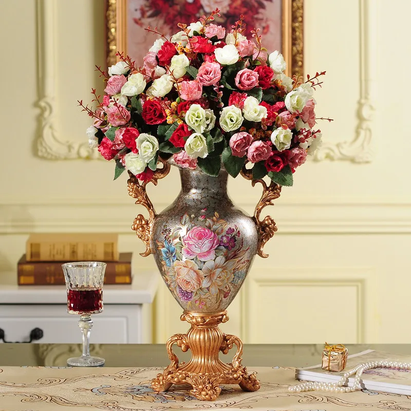 Europe Luxury Palace Handicraft Flower Bird Resin Vase Figurine Livingroom  Cafedesktop Ornament Home Furnishing Decoration Craft - Vases - AliExpress