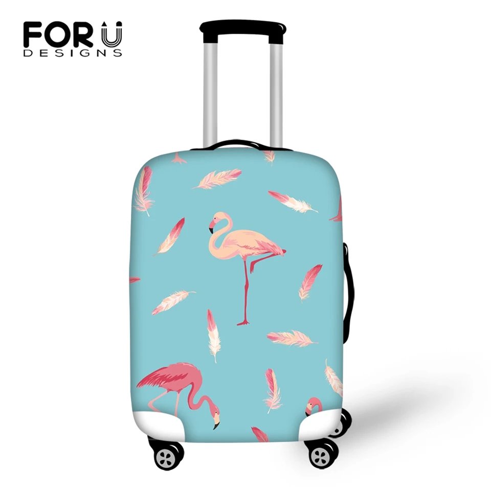 

FORUDESIGNS Cartoon Luggage Cover Flamingos Leather Prints Pattern Travel Accessories Only Cover Fashion Design Suitcase Cover