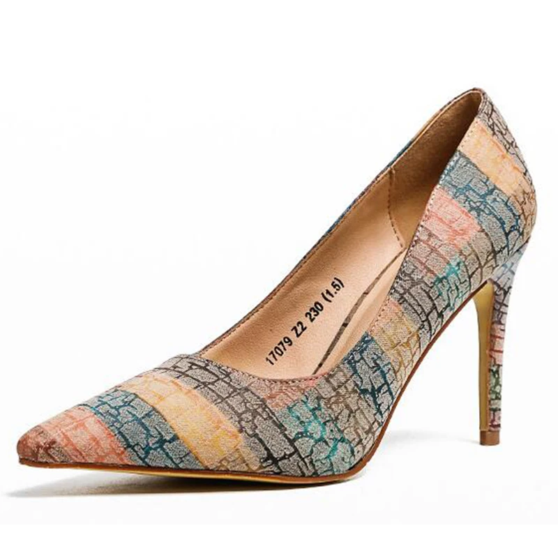 

HEE GRAND High-Heeled Shoes Women Pumps Retro Stiletto PU Leather Heels Fashion Female Slip On Ladies Party Dress Sandal XWD6524