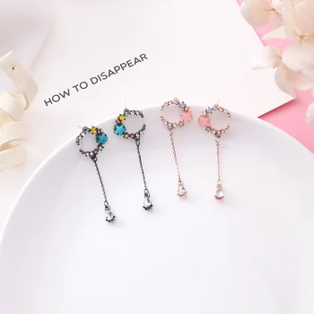 

12pairs/lot Colorful Star Moon tassels earrings long Pentagon rings water droplets sweet Earrings