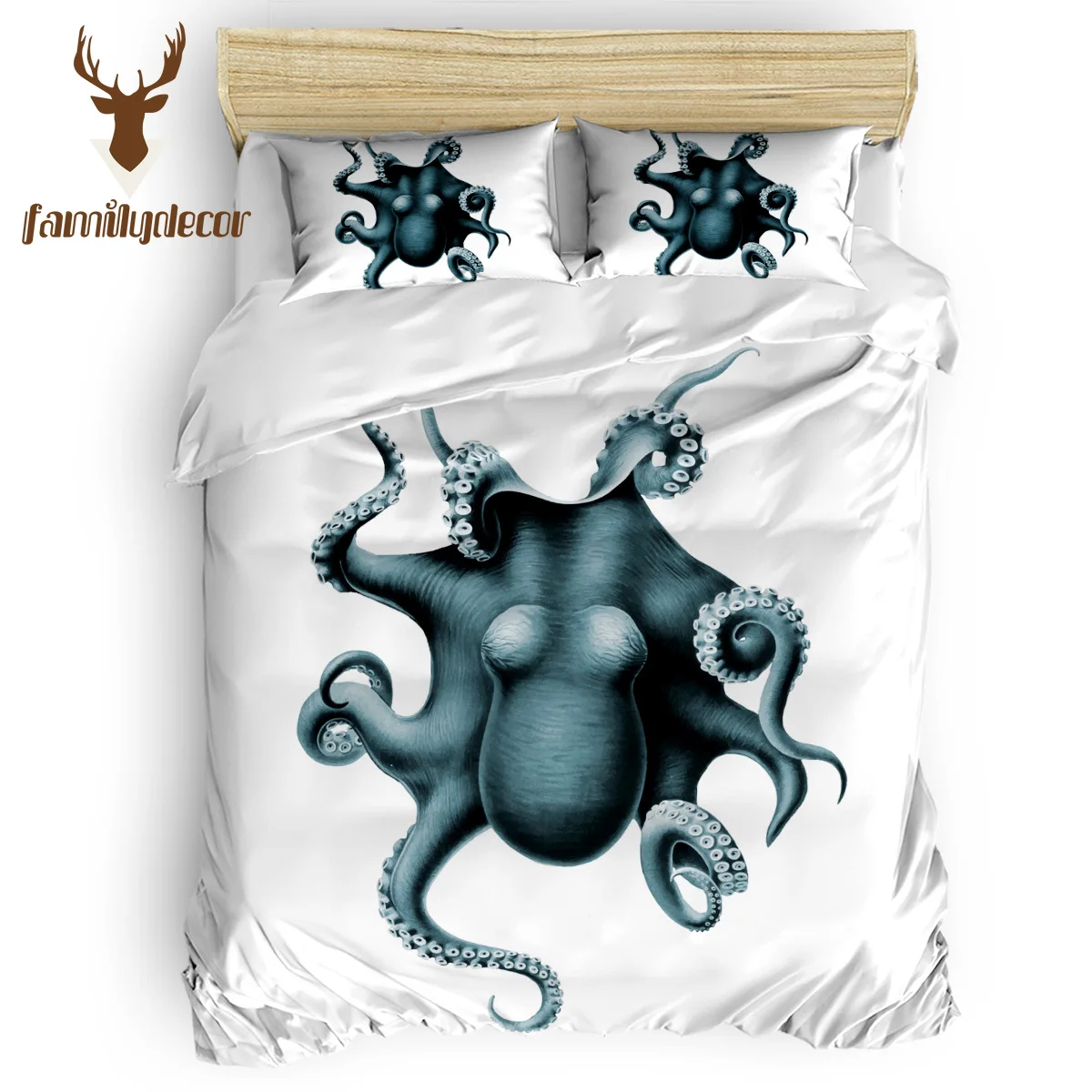 

FamilyDecor DHL Free Shipping Octopus Cthulhu 4 Pcs Comforter Cover Set Quilt Cover Bedding Polyester Fabric Comforter Sets