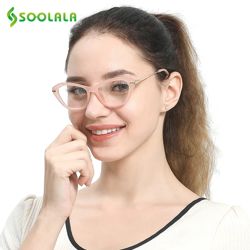 SOOLALA Cateye Reading Glasses Women Men Glasses Frame Reading Glasses