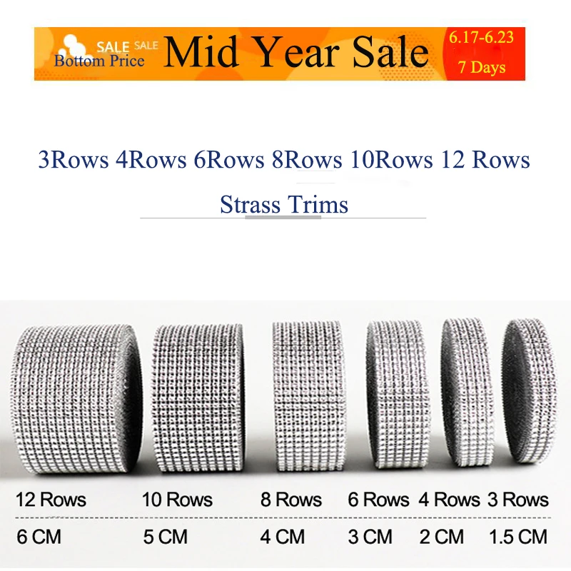 

2 Yards Gold Silver Strass Diamond Meshes Rhinestones Plastic Crystals Wraping Ribbons For Party Decoration