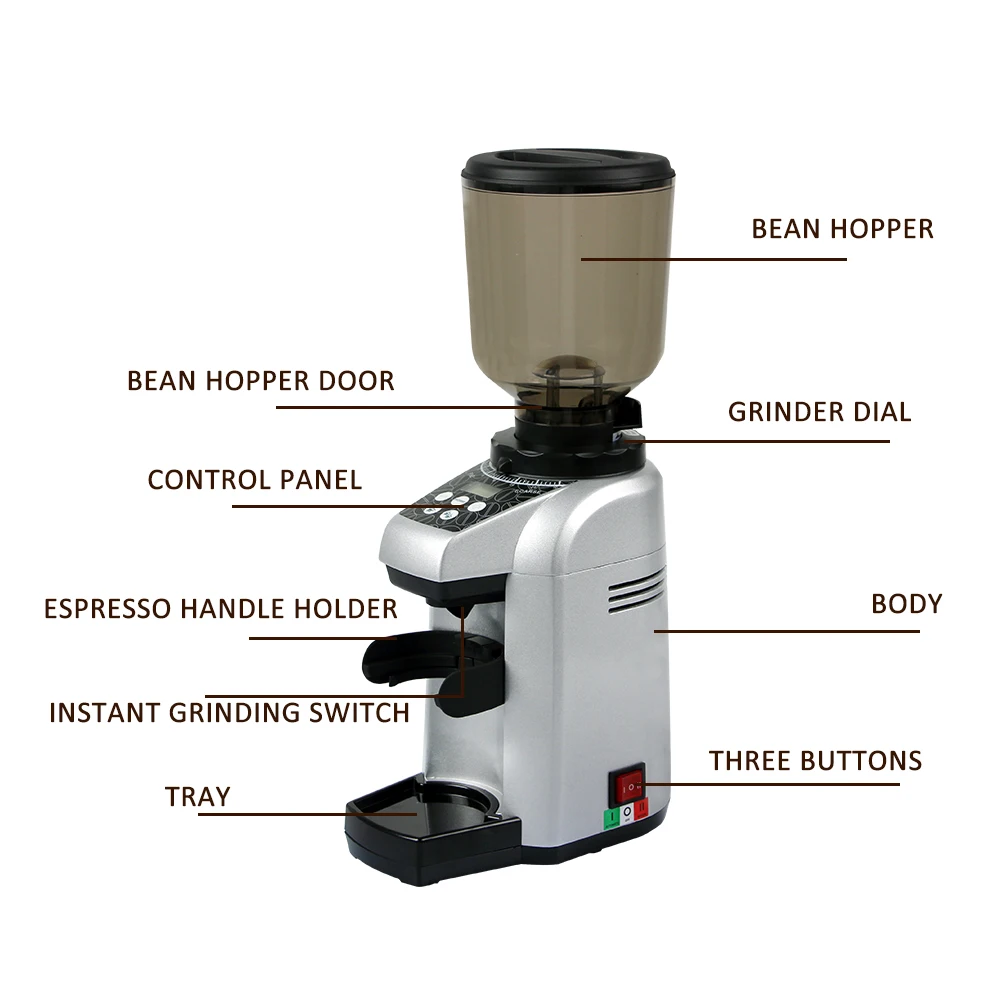 ITOP Commercial Coffee Grinder 500G Hopper Capacity Automatic Coffee Bean Burr Milling Machine Kitchen Coffee Maker Processors