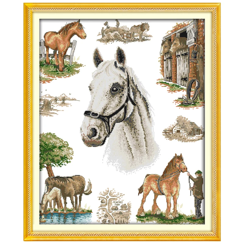 The Home of Horse Counted Cross Stitch 11CT 14CT Cross Stitch Set Wholesale Animals Cross stitch