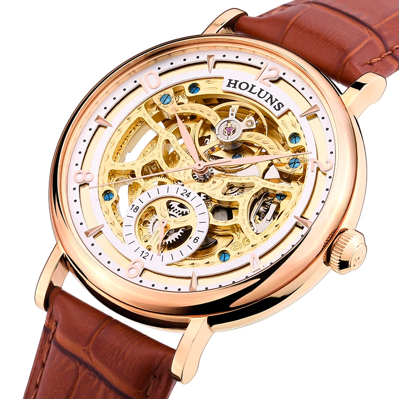 

Men's Wristwatch Clock 2019 Automatic Mechanical Men Watch Skeleton Gold Hollow Relogio Masculino Diver Leather Male Luxury Saat