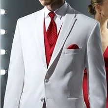 Жених шафер свадебные костюмы для мужчин белый тупым отворотом две кнопки Custume Homme 3 шт. высококачественный костюм для жениха