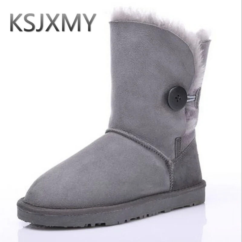 KSJXMY/Новинка; Брендовая женская зимняя обувь; классические зимние ботинки в австралийском стиле; теплая женская обувь; высокие сапоги из натуральной кожи - Цвет: Colour 4