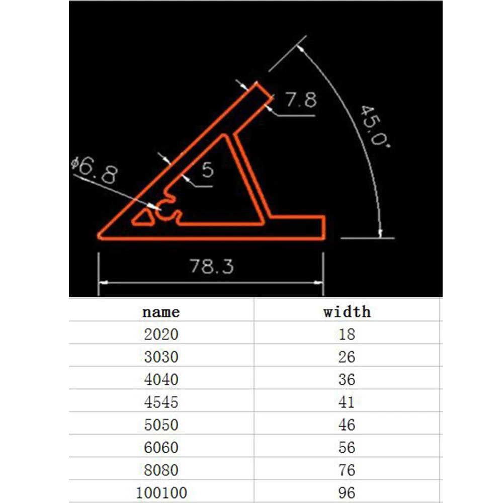 45 Degree Profile Bracket Industrial High Intensity Corner for 3030 4040 4545 5050 Aluminum Profile 1PC