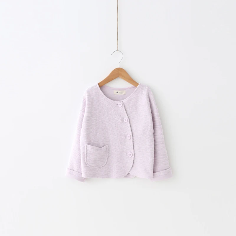 

Girls wear 2017 new spring coat. Korean solid inclined buckle baby cardigan jacket stitching